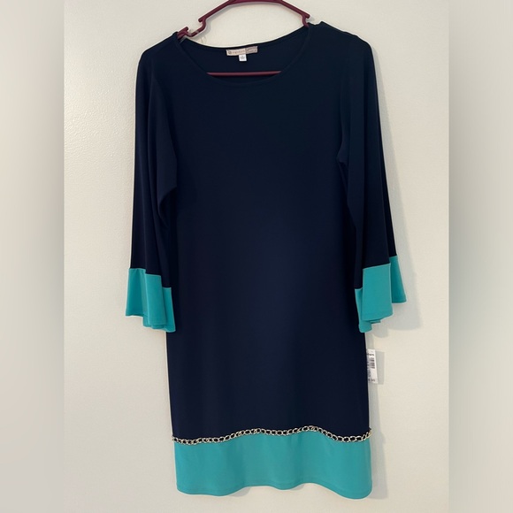 NWT Dressbarn Bell Sleeve Navy Dress - Picture 3 of 10